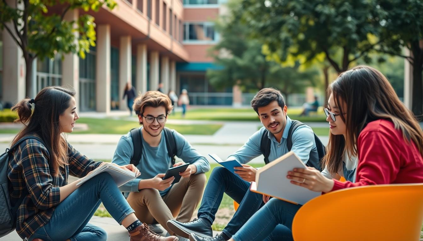 Student using learning strategies while studying